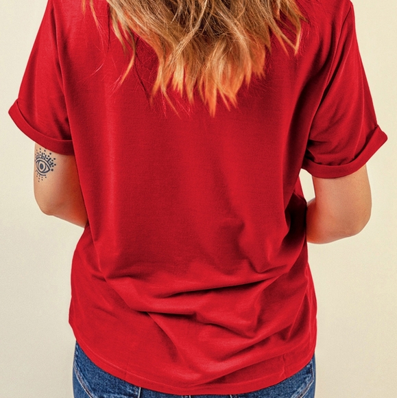 USA American Graphic Shirt Floral Patriotic Womens Top Lightweight Short Sleeve - Picture 10 of 14